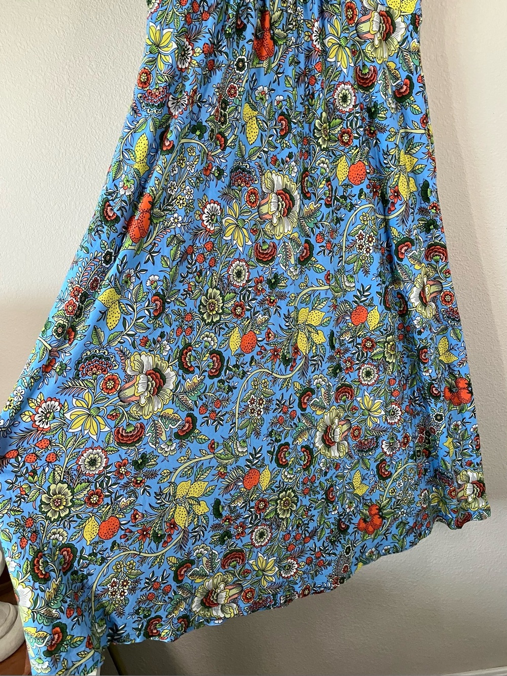 BODEN Fit & Flare Jersey Midi Dress 10 NEW Floral Fruit Euro Summer Vacation - Picture 3 of 15